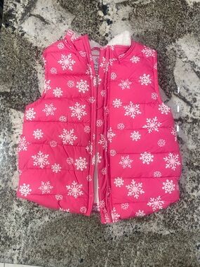 Gymboree Girls Pink Snowflake Puffer Vest